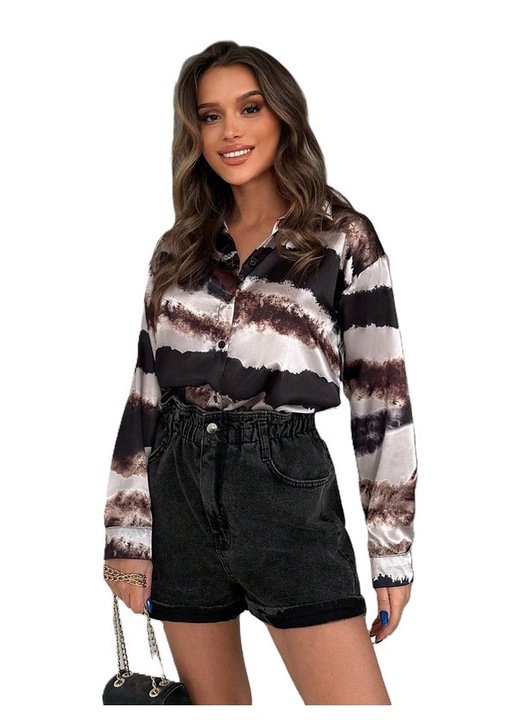 Camasa Dama, Croiala lejera, Casual, Imprimeu Tie Tye, Maro, L