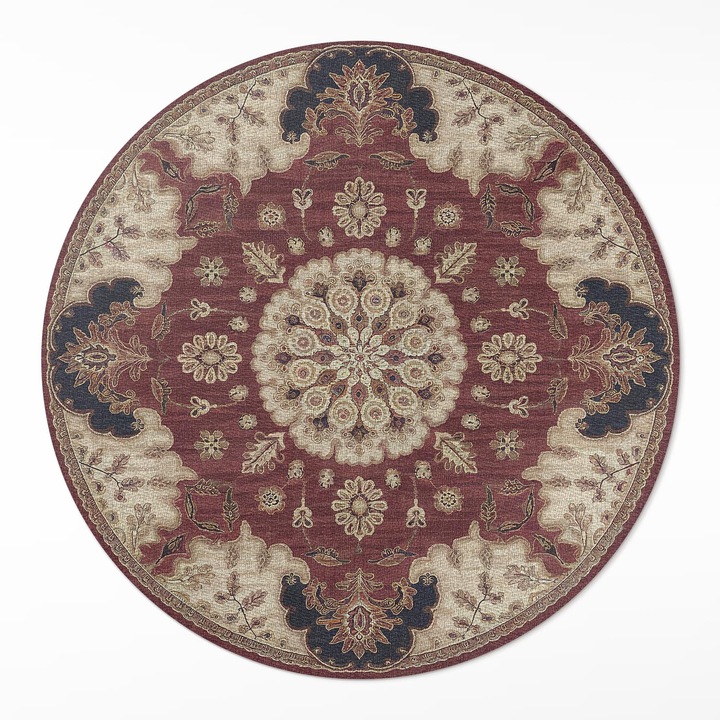 Covor de vinil, Wallfluent, Simetrie eleganta, Bordeaux, Ø 120 cm, Rotund, PVC, 010260360800000282126