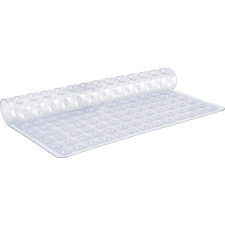 Covoras Antialunecare pentru Dus TranquilBeauty, Transparent, 53x53 cm, Cu Ventuze si Gauri de Drenaj, Lavabil, Fara Latex