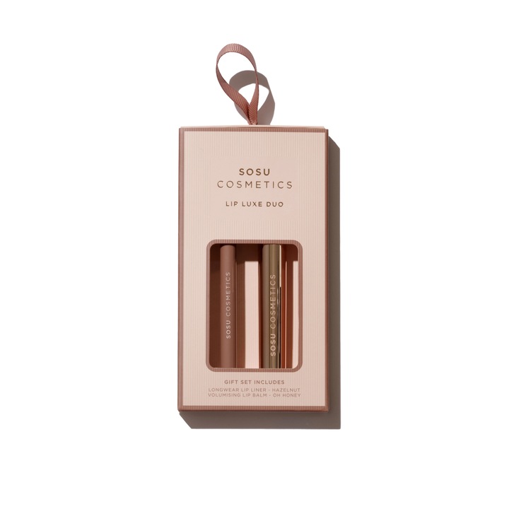 Set ruj si creion de buze SOSU, Oh Honey, Nude Brown, volumizant, rezistent