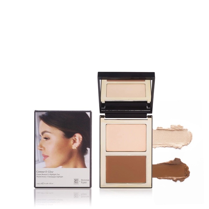 Paleta iluminator si contur Duo SOSU, nuanta nugat si sampanie, vegan