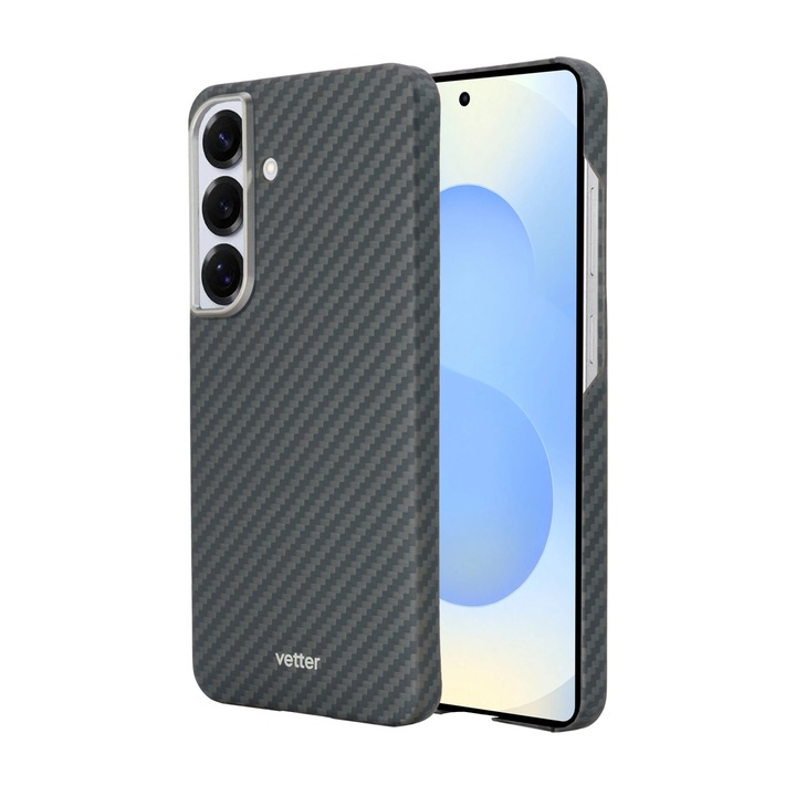 Husa pentru Samsung Galaxy S25 Plus Clip-On, made from Aramid Fiber, Kevlar, Compatibila MagSafe, Neagra