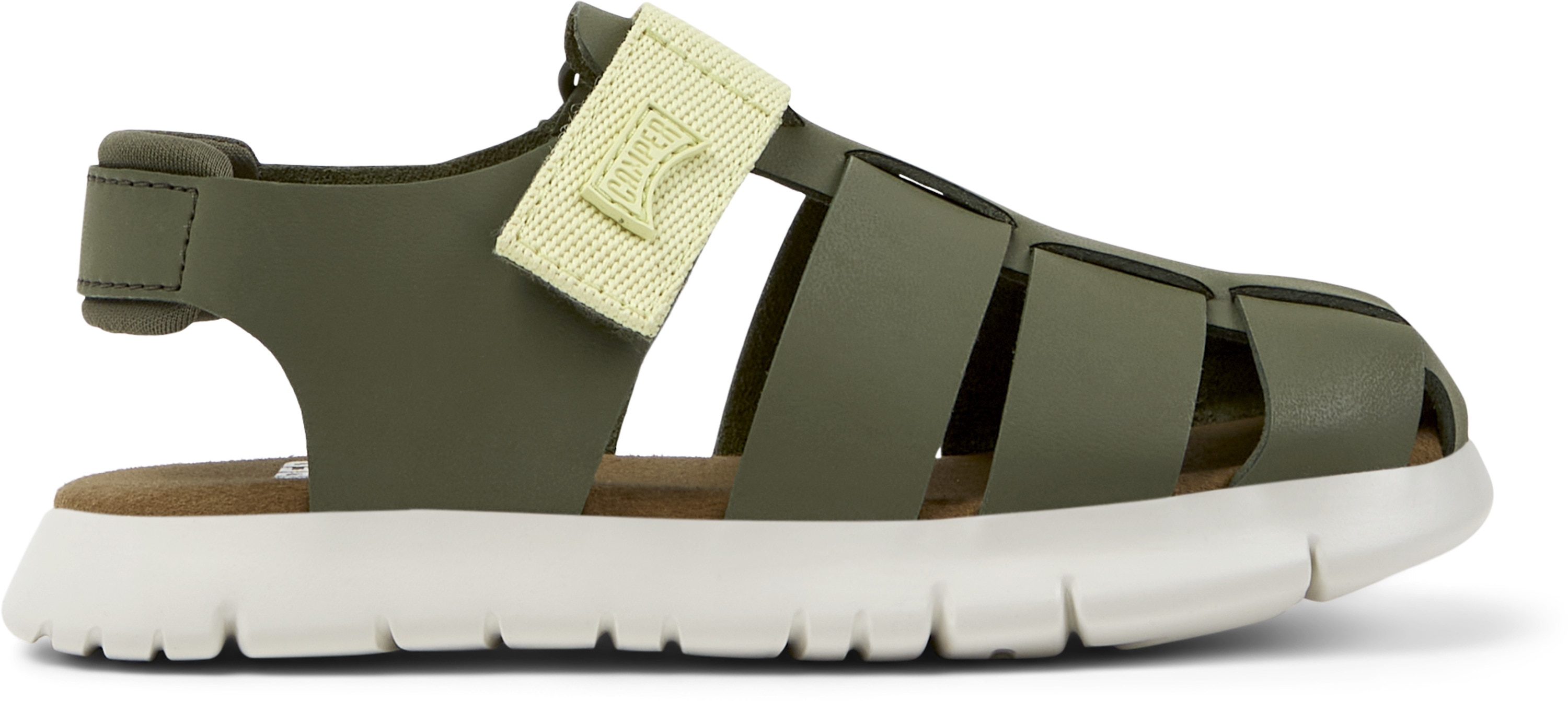 Camper, Sandale fisherman de piele cu velcro, Verde, 31 EU