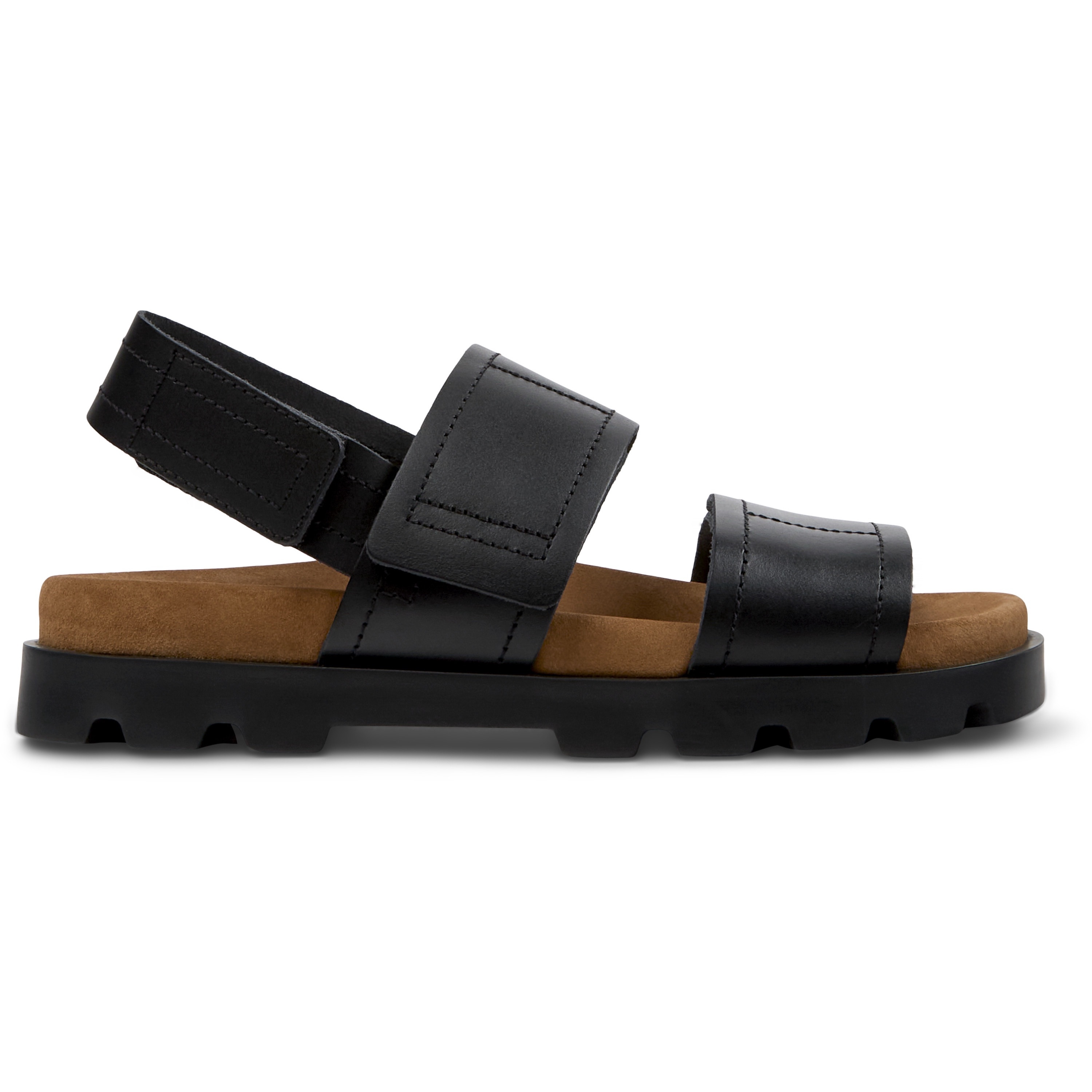 Camper, Sandale uni de piele, Negru, Camel, 38
