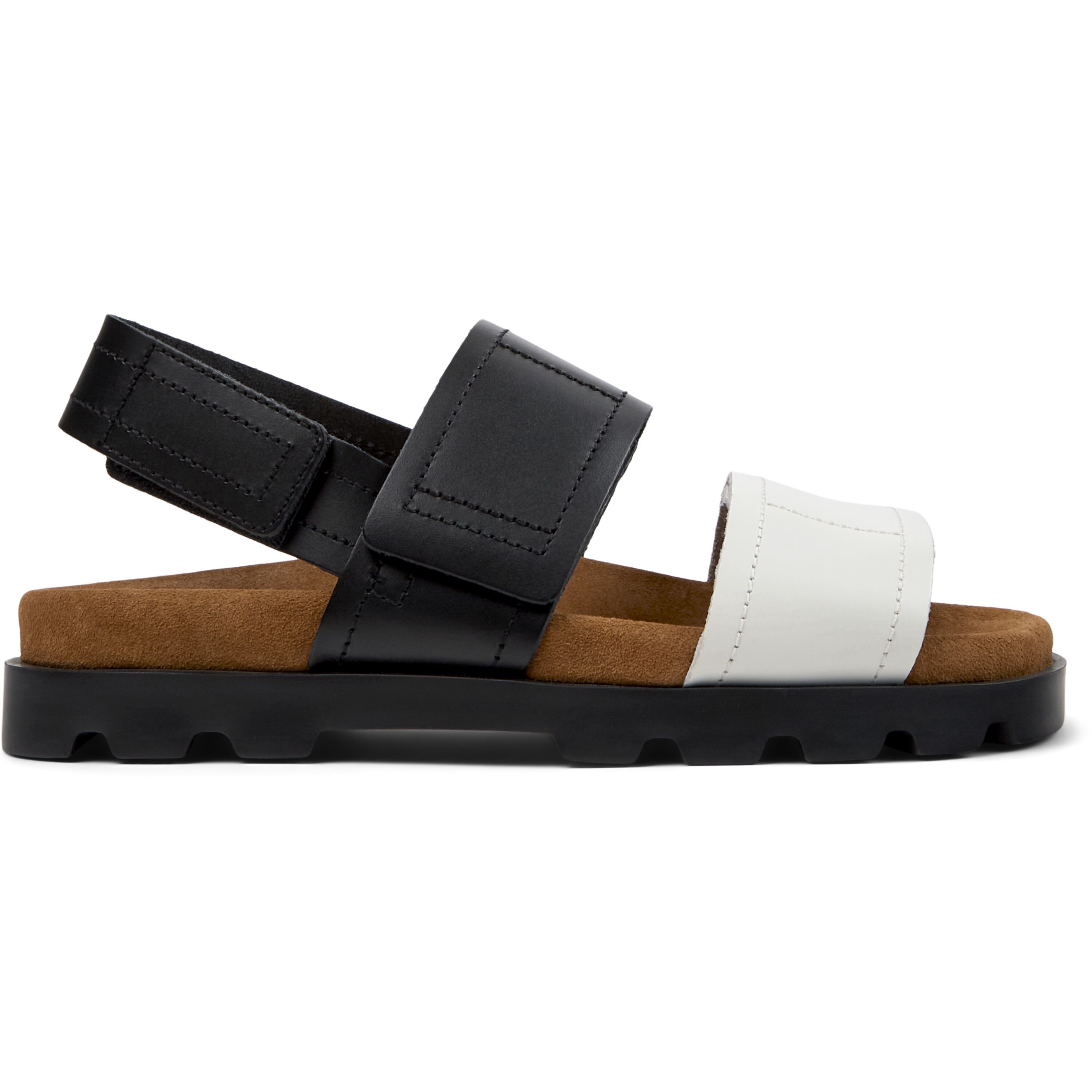 Camper, Sandale uni de piele, Alb, Negru, Camel, 38