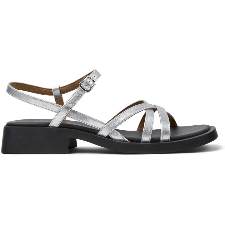 Camper, Sandale din piele cu toc masiv Dana, Gri