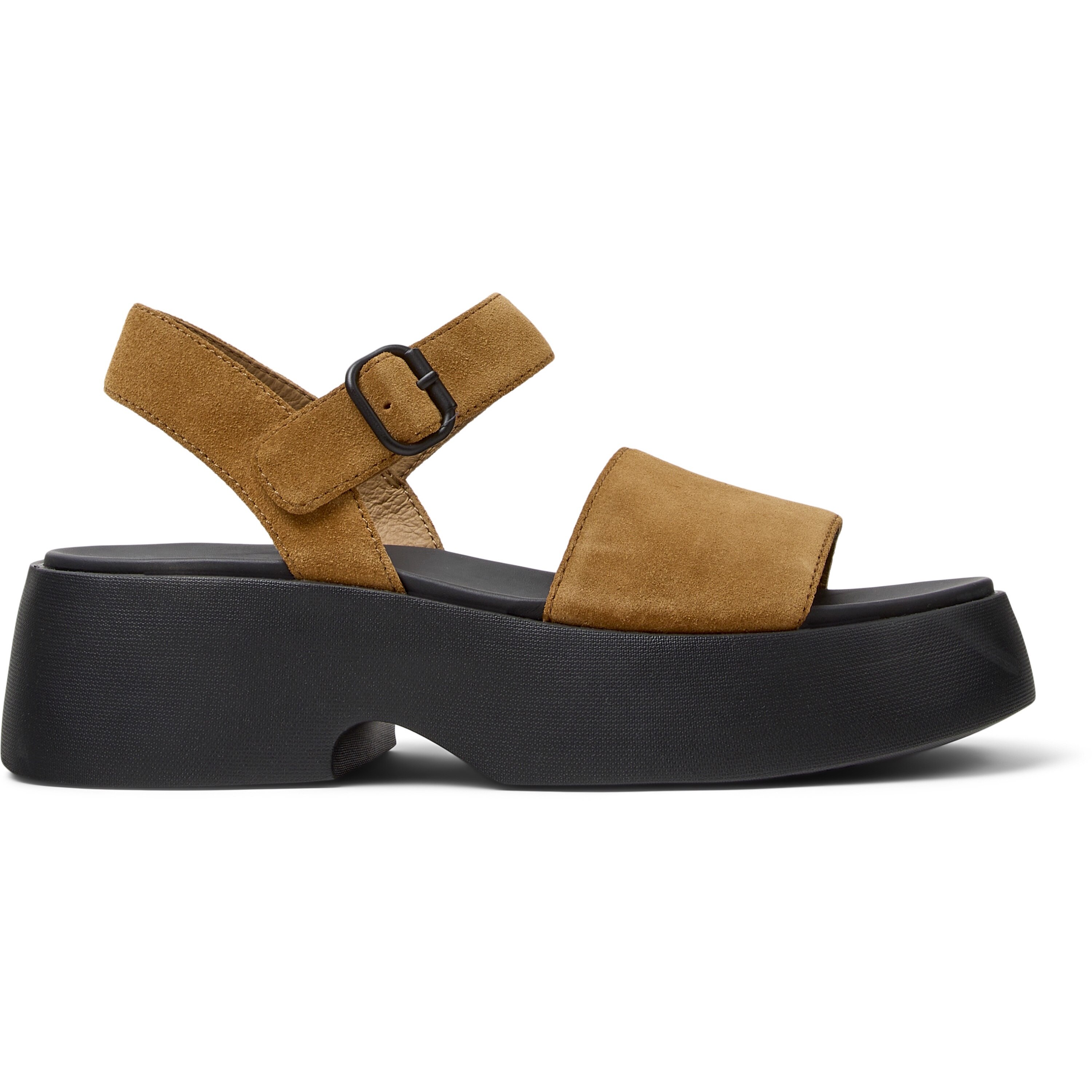 Camper, Sandale din piele intoarsa cu talpa demi-wedge Tasha, Maro, 36