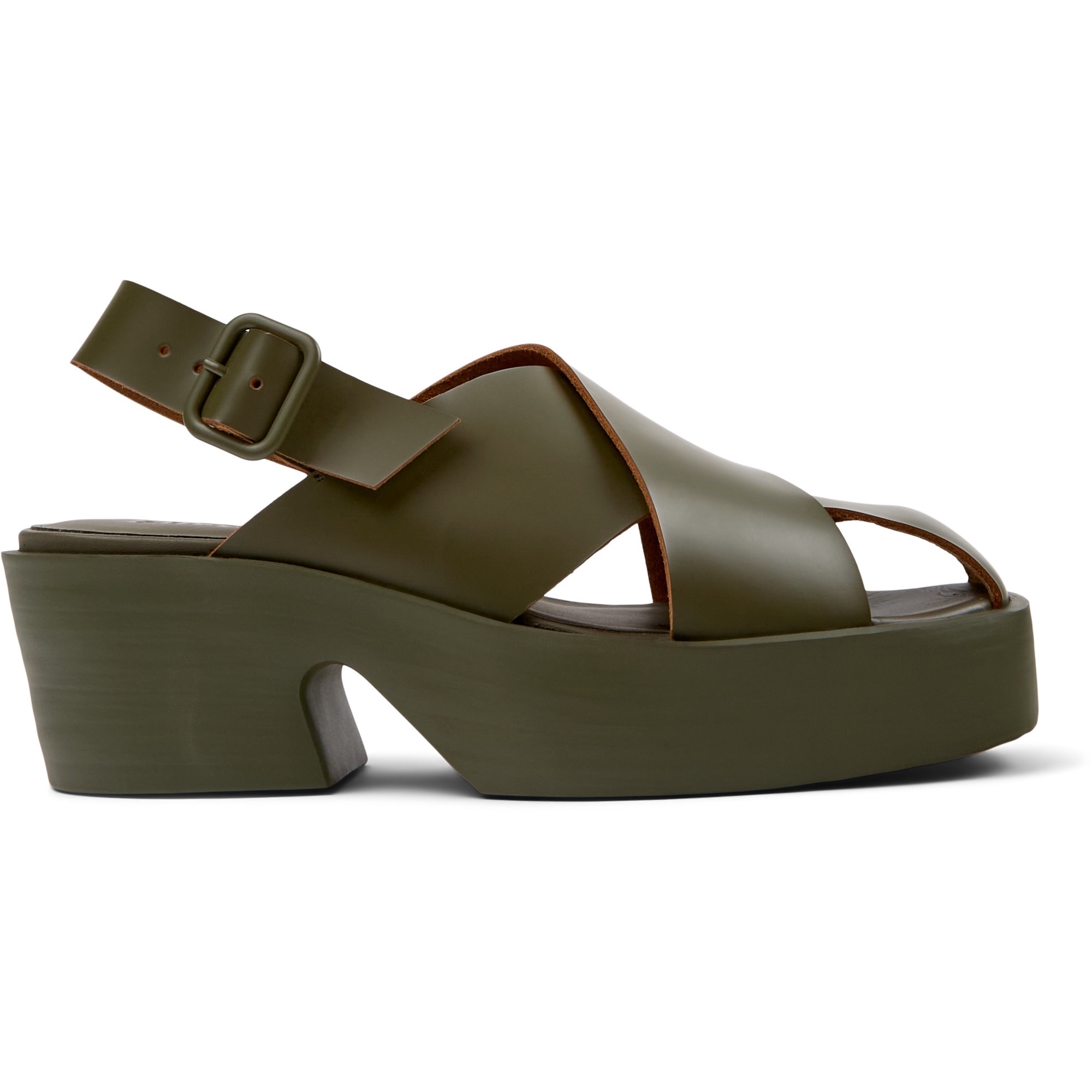 Camper, Sandale cu aspect masiv si barete incrucisate Billie, Verde, 38