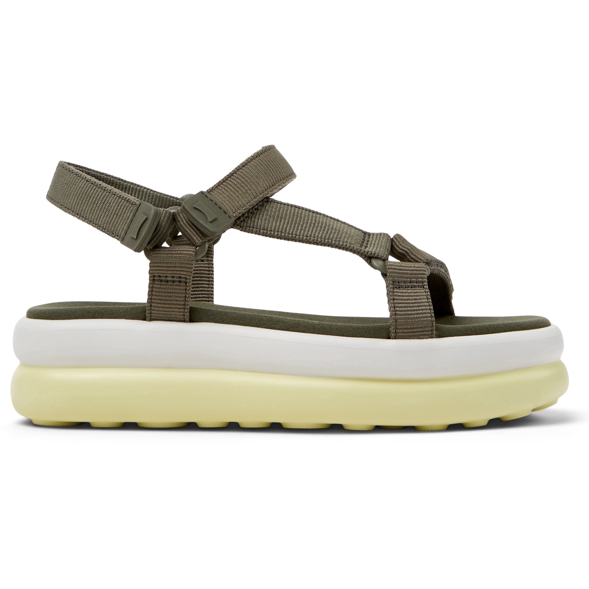 Camper, Sandale cu talpa flatform si aplicatii florale Pelotas, Verde, 40