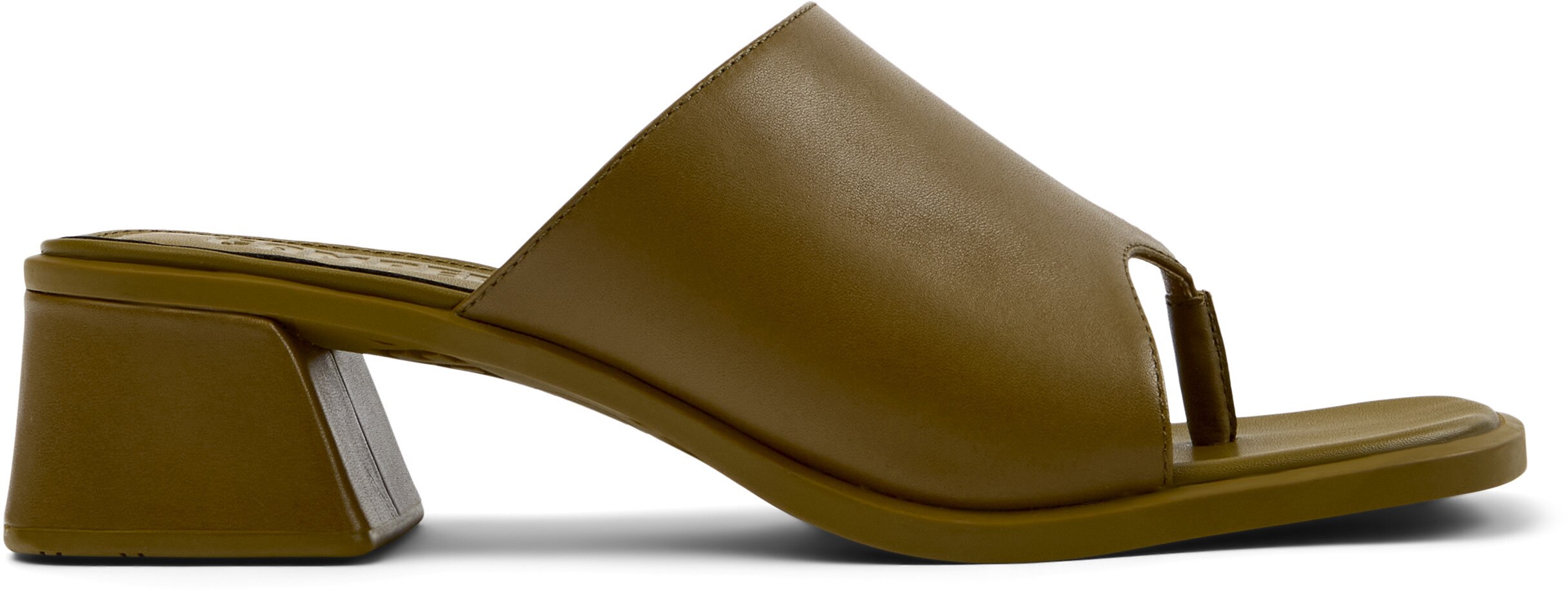 Camper, Sandale din piele cu toc masiv Kora, Verde, 38