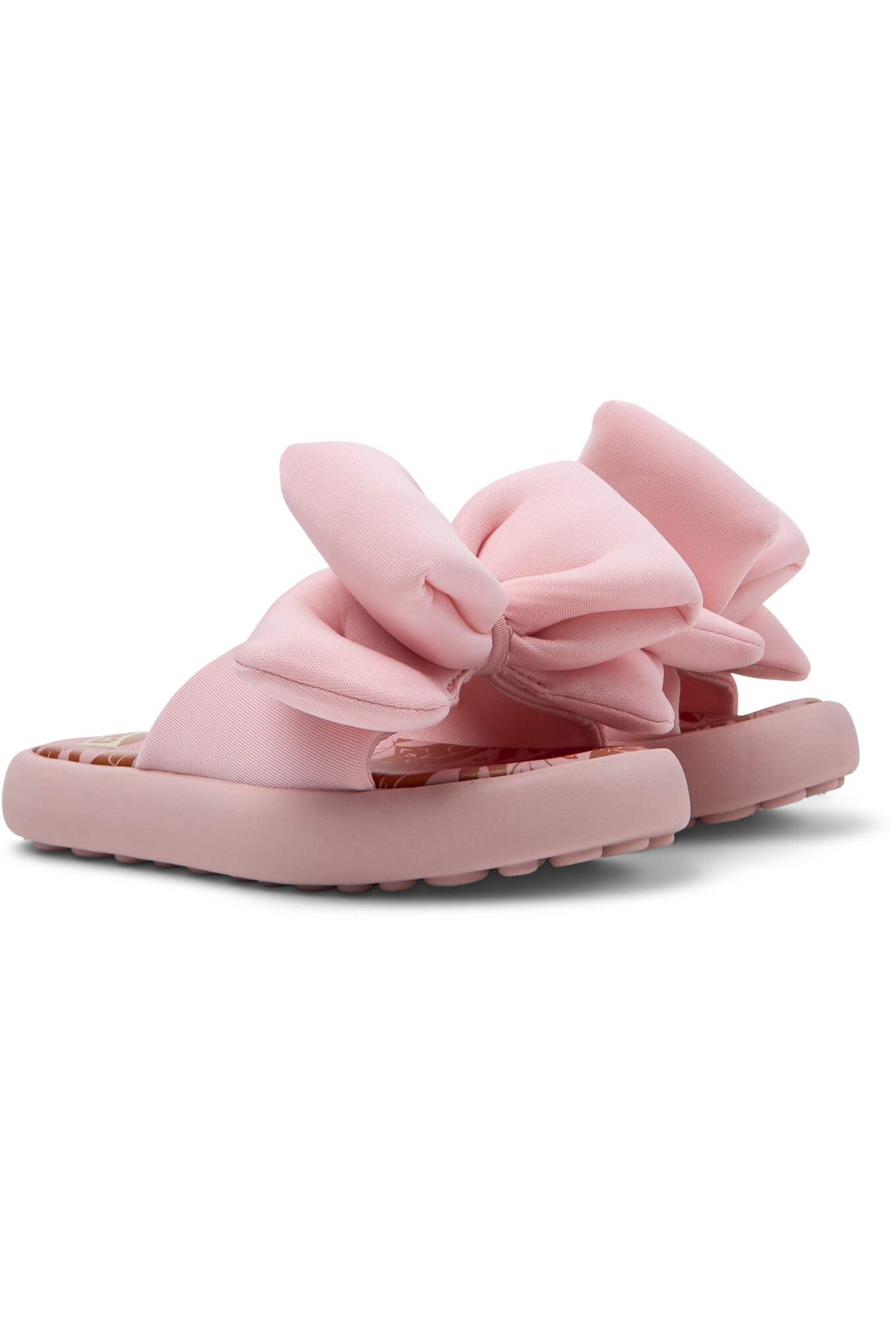 Camper, Papuci din material textil cu funda, Roz, 25 EU - eMAG.ro
