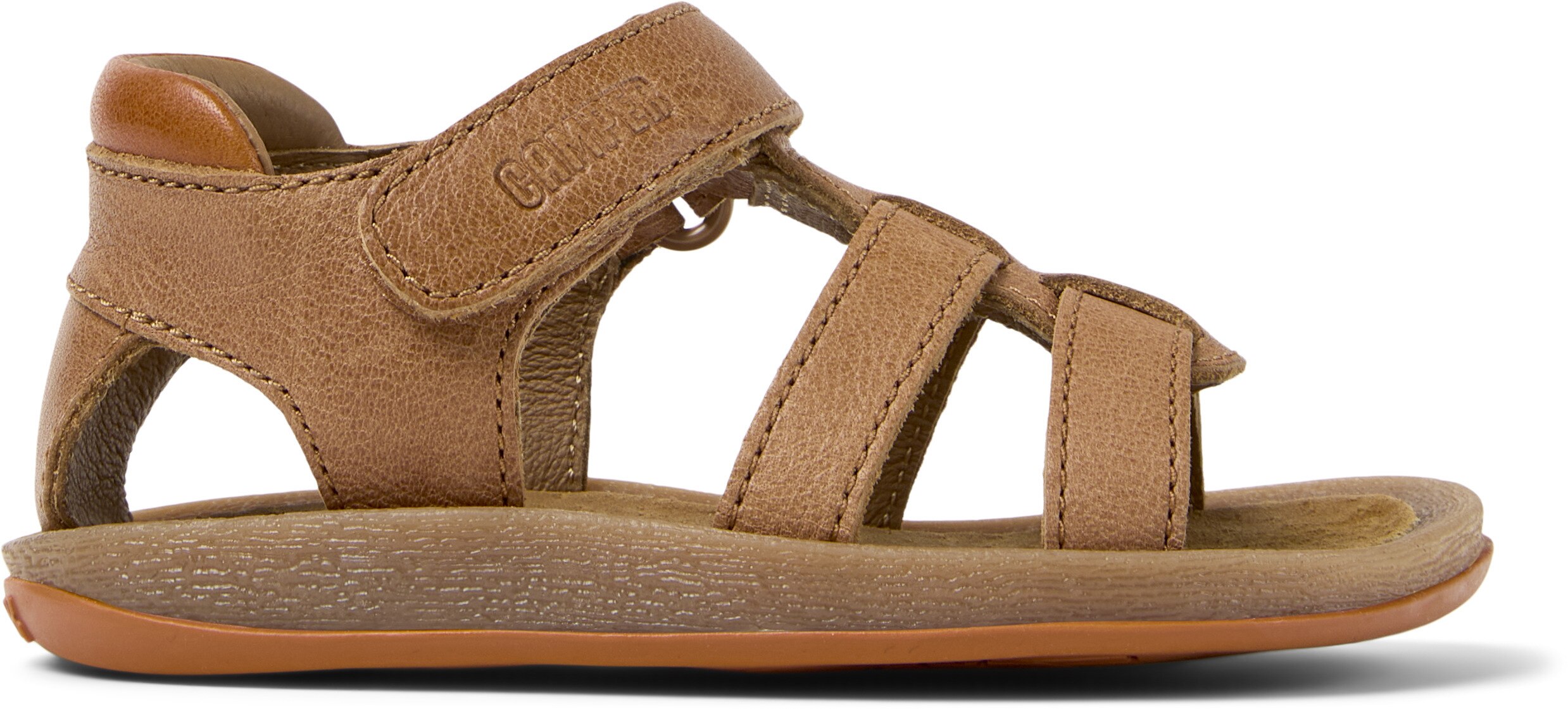 Camper, Sandale de piele cu velcro Bicho Bicho, Maro, 24 EU