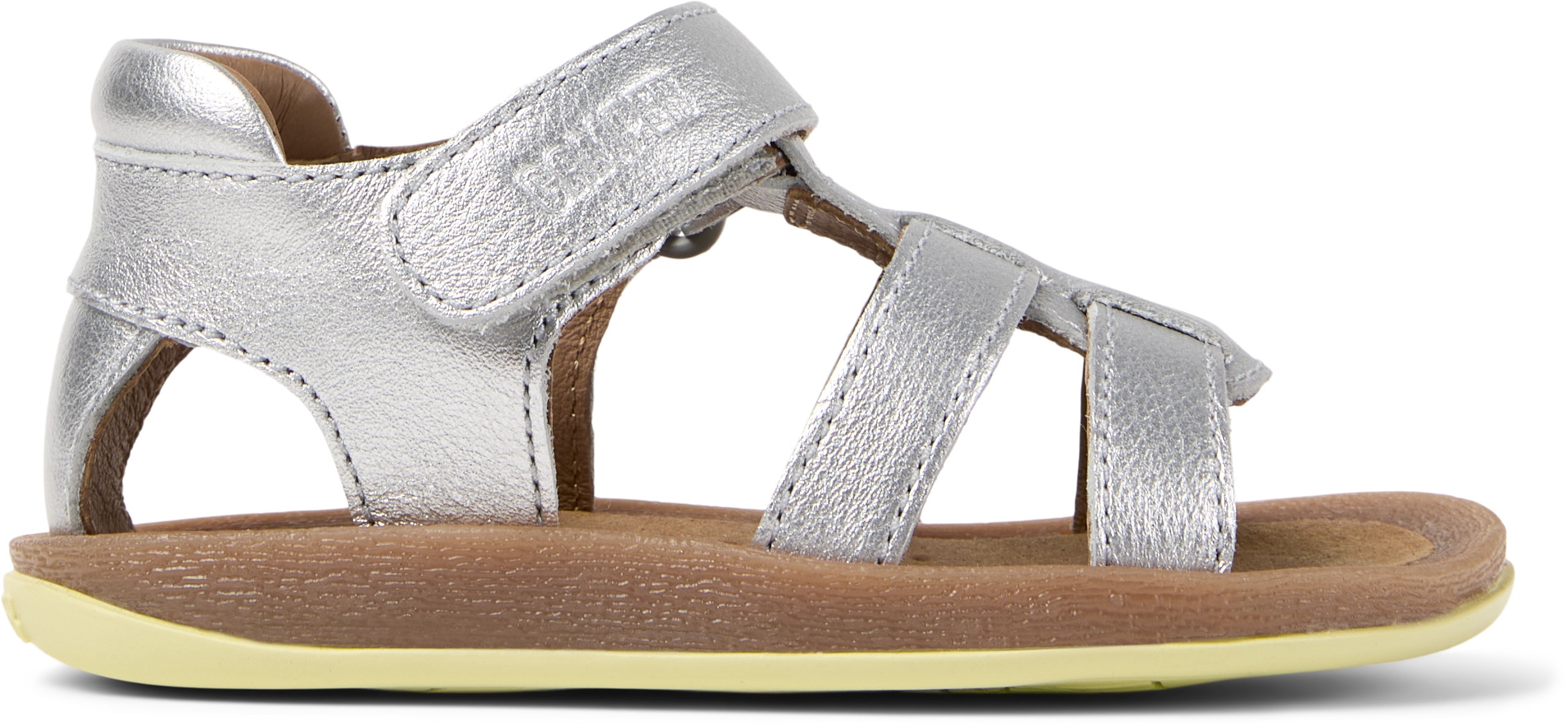 Camper, Sandale de piele cu velcro Bicho Bicho, Argintiu, 25 EU