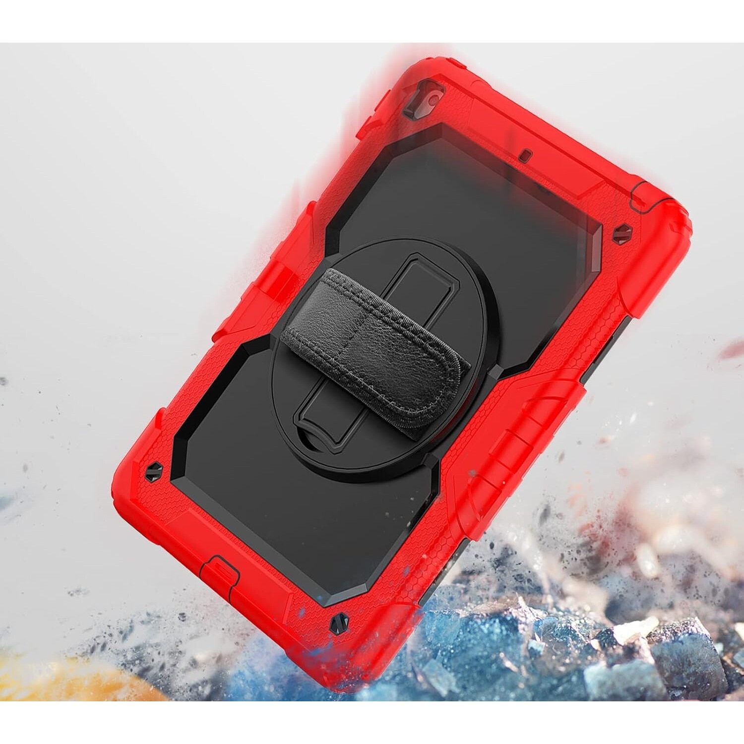 Etui pentru iPad Pro 12.9", rosu, cu suport si curea reglabila, 3 straturi de protectie