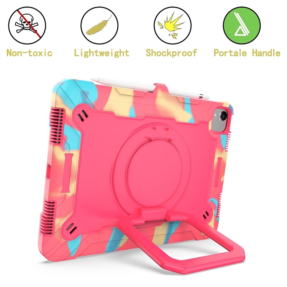 Husa pentru iPad Pro 11" cu suport si curea, roz, trei straturi de protectie