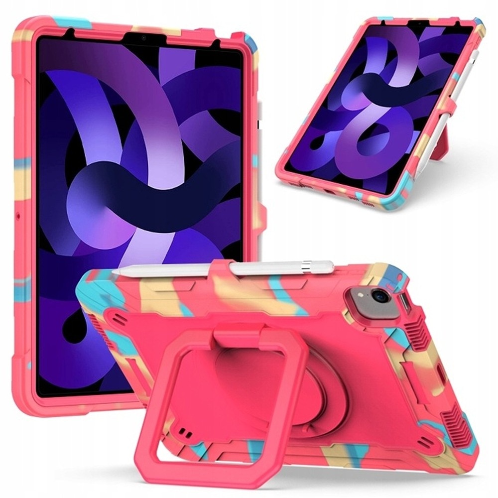Husa pentru iPad Pro 11" cu suport si curea, roz, trei straturi de protectie