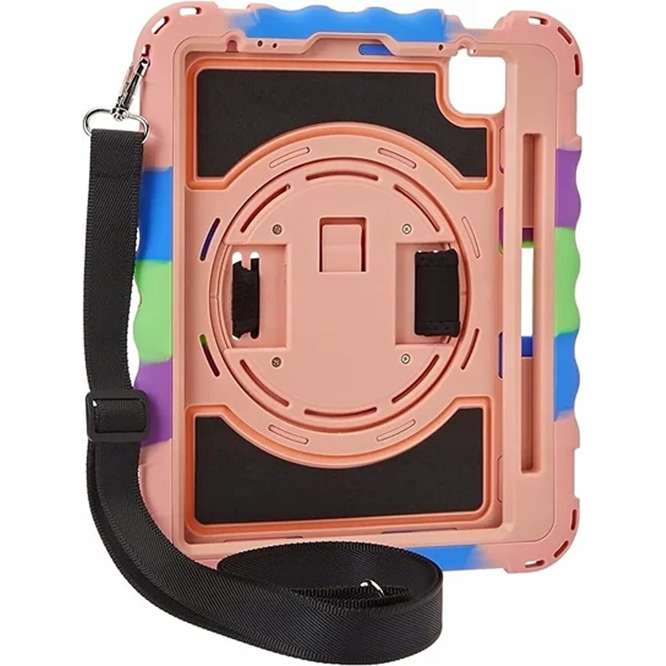 Husa pentru tableta iPad Air 4 10.9", roz, cu suport si curea reglabila, constructie tripla