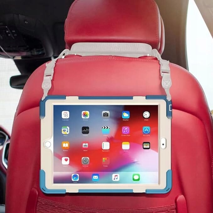Husa pentru iPad 10.2" 2021/2020/2019, cu suport rotativ, banda reglabila, albastru, 3 straturi
