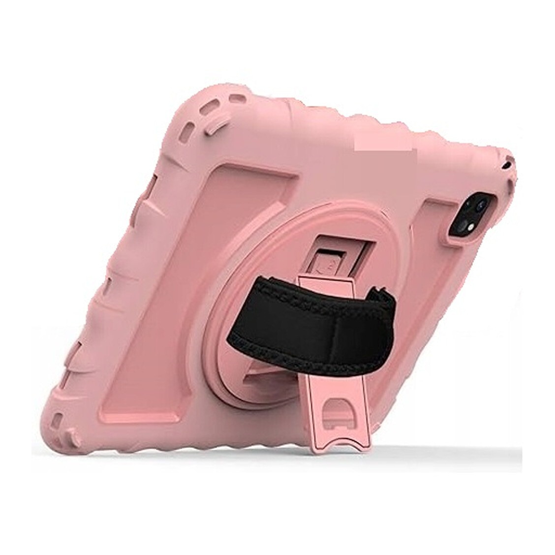 Husa tableta Samsung Tab A 10.1" 2019, 3 straturi, roz, cu suport rotativ si curea ajustabila