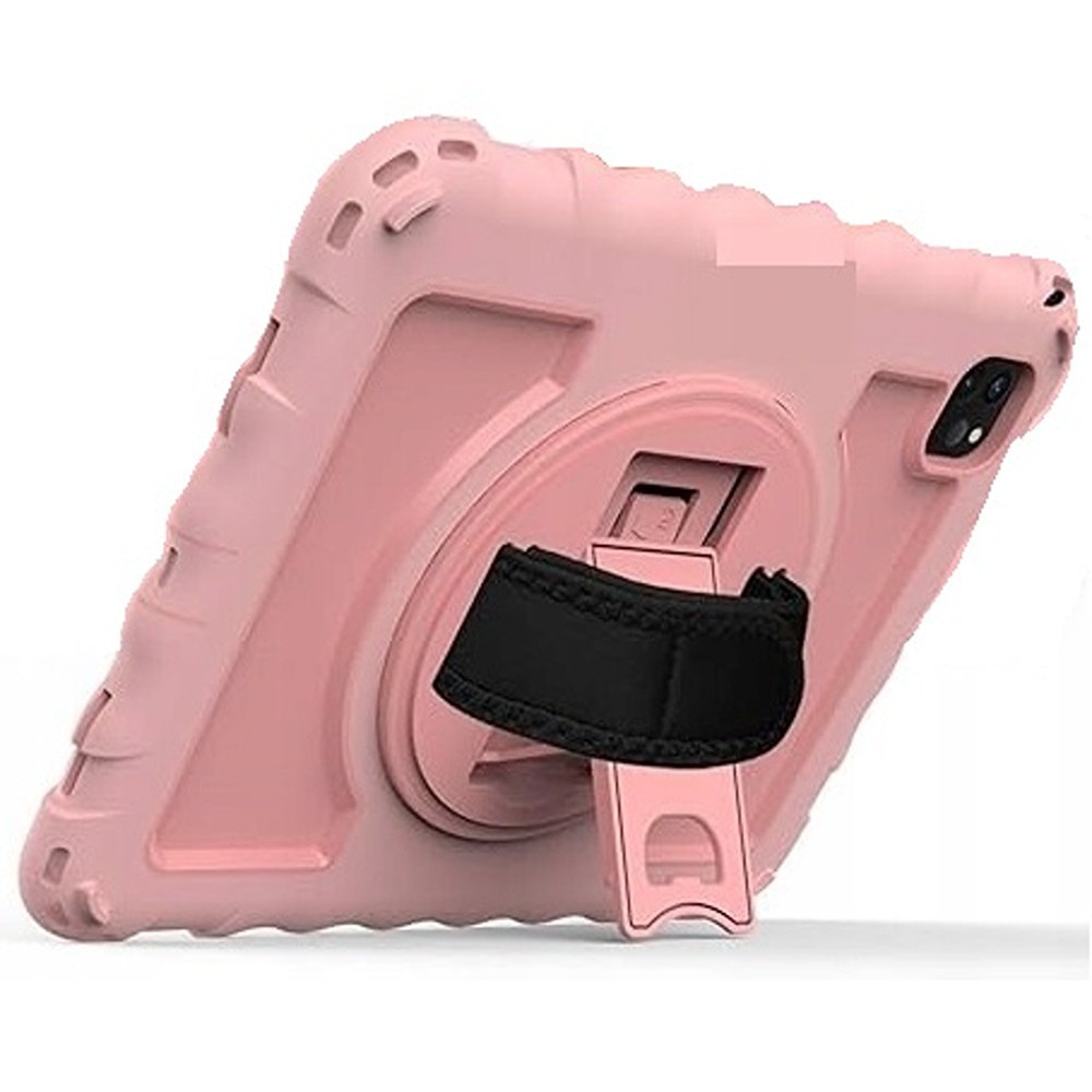 Husa tableta Samsung Tab A 10.1" 2019, 3 straturi, roz, cu suport rotativ si curea ajustabila