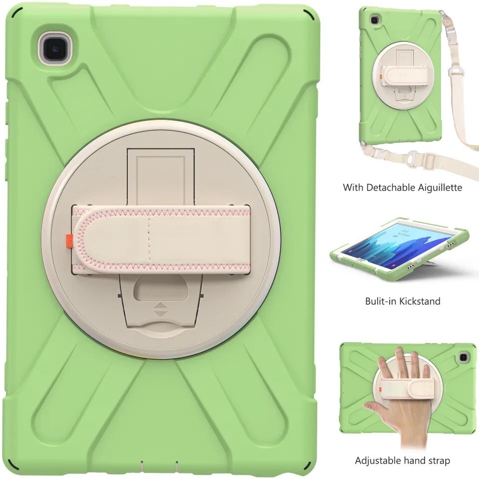 Husa pentru tableta, Galaxy Tab S7, 12,4", 3 straturi, verde, cu suport si curea ajustabila