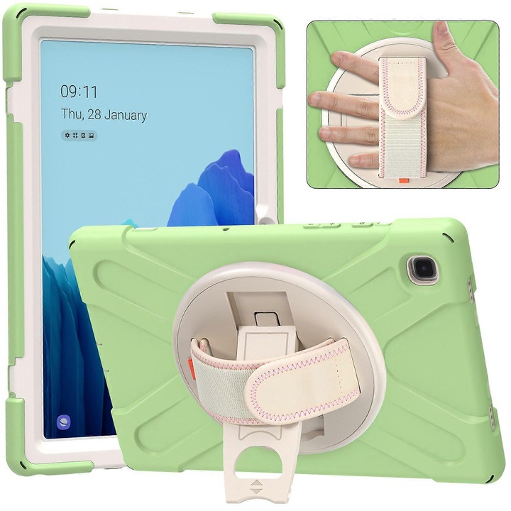 Husa pentru tableta, Galaxy Tab S7, 12,4", 3 straturi, verde, cu suport si curea ajustabila