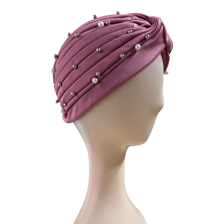 Turban Dama, Perlute, CHIMORA 44®, Poliester, Marime Universala, Roz pudrat