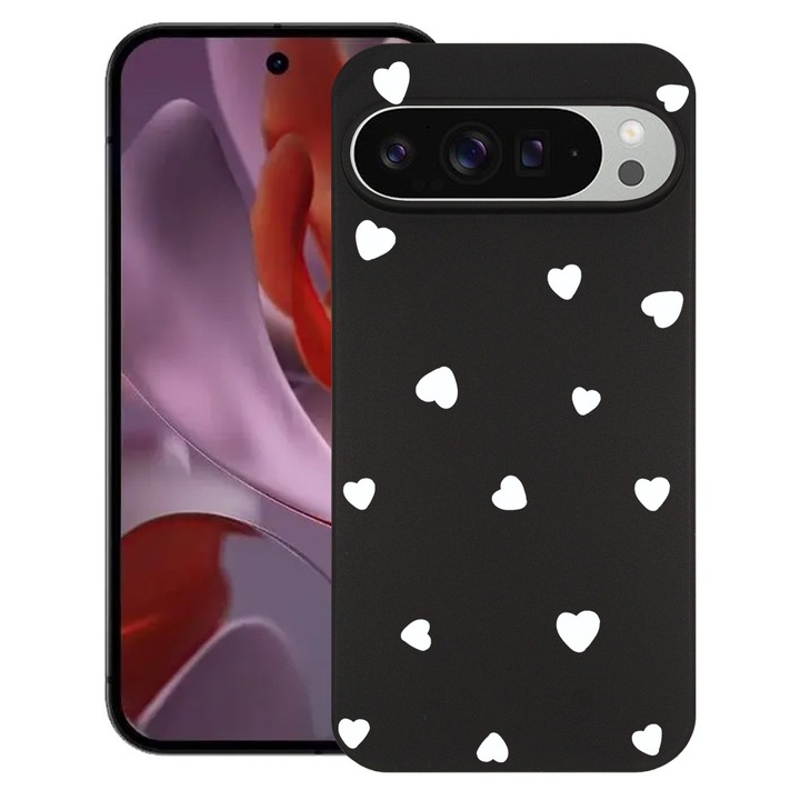 BestCase® Husa pentru Google Pixel 9 Pro XL, Heart Pattern, Slim Silicon 0.8MM, Antisoc, Protectie camera si ecran, 1926334 B 1041