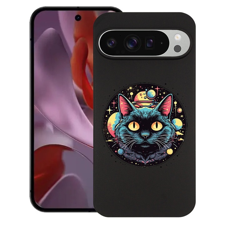 BestCase® Husa pentru Google Pixel 9 Pro XL, Mystic Black Cat, Slim Silicon 0.8MM, Antisoc, Protectie camera si ecran, 1926334 B 1506