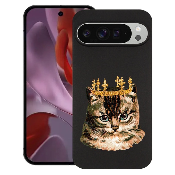 BestCase® Husa pentru Google Pixel 9 Pro XL, King Cat, Slim Silicon 0.8MM, Antisoc, Protectie camera si ecran, 1926334 B 1795