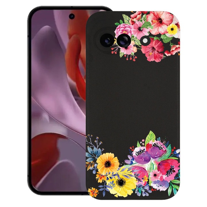 BestCase® Husa pentru Google Pixel 9a, Flowers, Slim Silicon 0.8MM, Antisoc, Protectie camera si ecran, 1926335 B 56