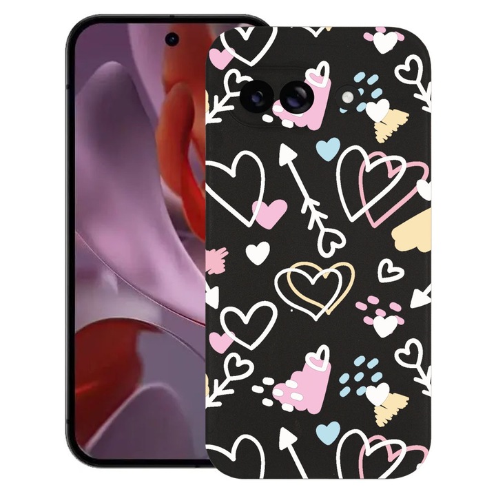 BestCase® Husa pentru Google Pixel 9a, Love Symbols, Slim Silicon 0.8MM, Antisoc, Protectie camera si ecran, 1926335 B 764