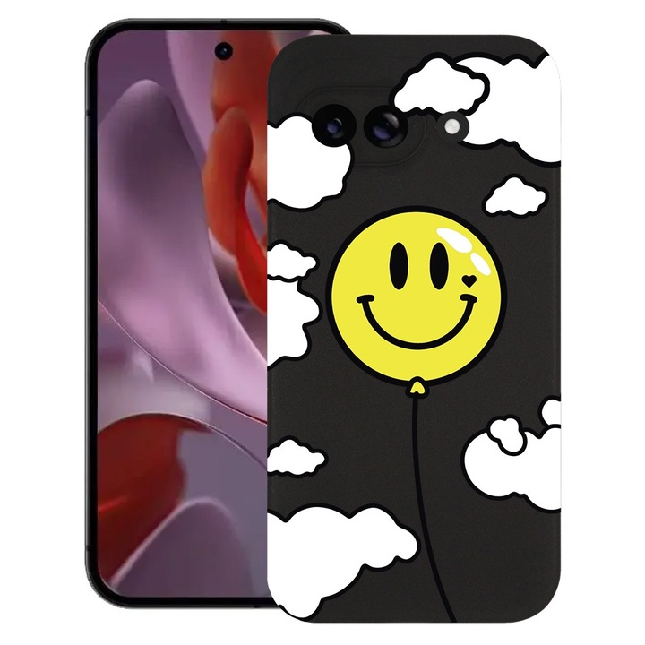 BestCase® Husa pentru Google Pixel 9a, Balloon Smiley, Slim Silicon 0.8MM, Antisoc, Protectie camera si ecran, 1926335 B 957