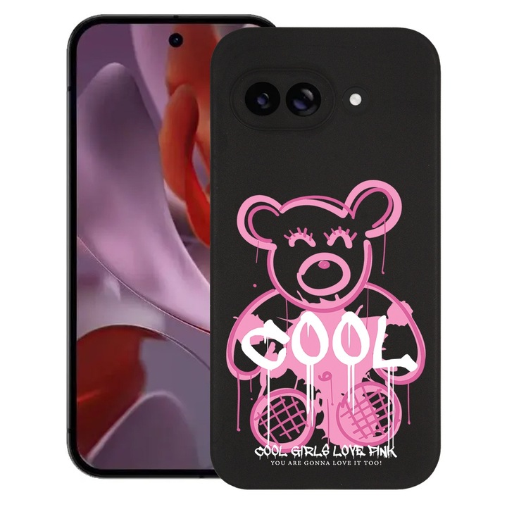 BestCase® Husa pentru Google Pixel 9a, Teddy Bear Cool Pink, Slim Silicon 0.8MM, Antisoc, Protectie camera si ecran, 1926335 B 1551