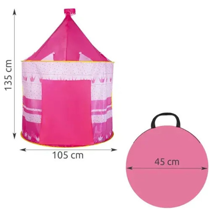 Castel de joaca tip cort pop-up "Princess" pentru copii cu montare rapida, Roz
