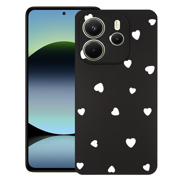 BestCase® Husa pentru Xiaomi Redmi Note 14, Heart Pattern, Slim Silicon 0.8MM, Antisoc, Protectie camera si ecran, 1926342 B 1041