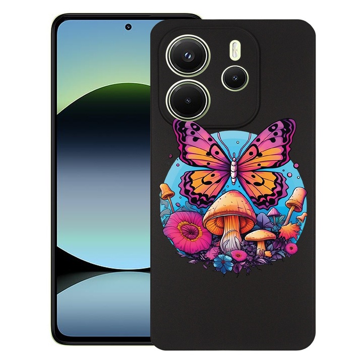 BestCase® Husa pentru Xiaomi Redmi Note 14, Dream Colors - Butterfly, Slim Silicon 0.8MM, Antisoc, Protectie camera si ecran, 1926342 B 1572