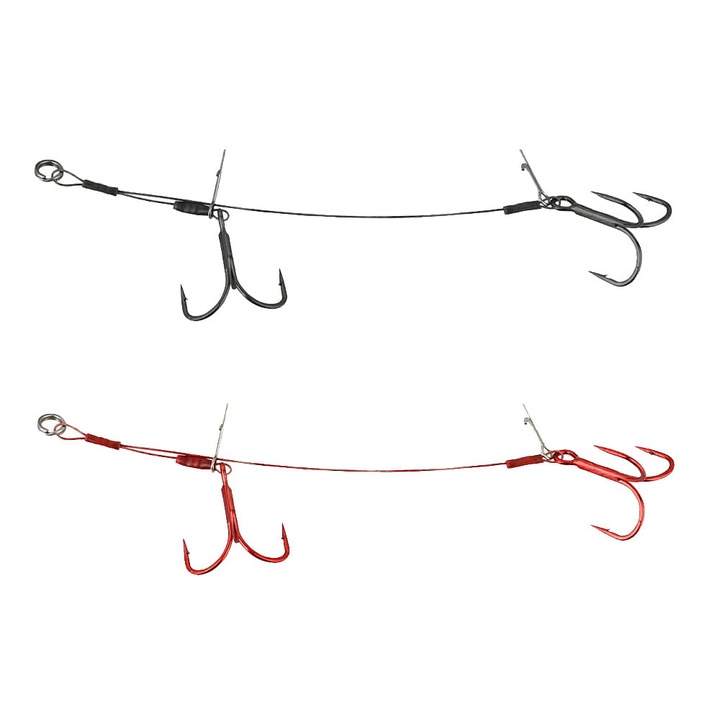 Horgok, Savage Gear, dupla horog, 15cm, Gunsmoke és vérvörös, 2 darabos szett