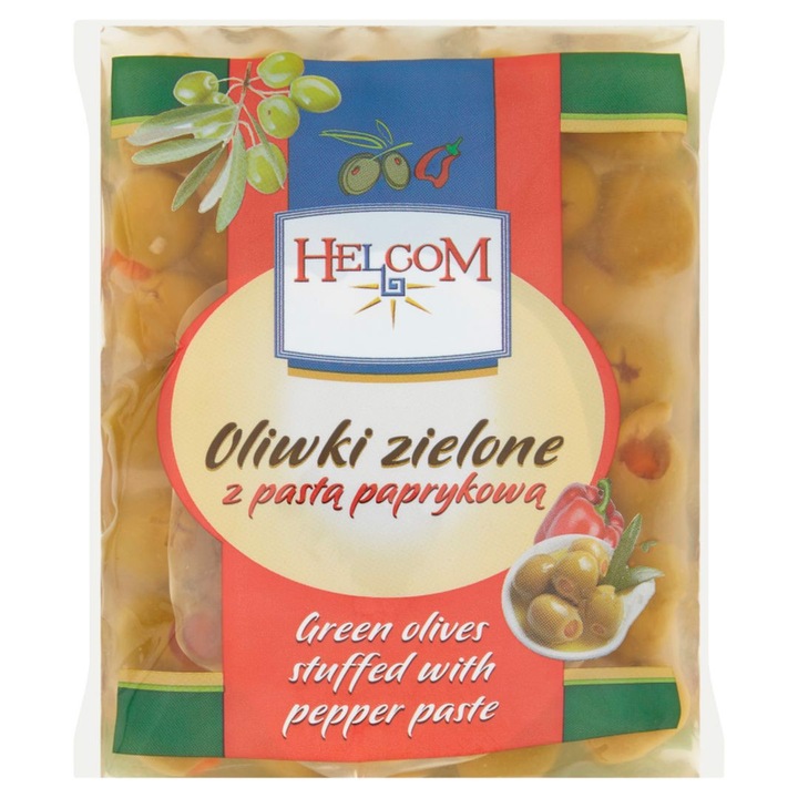 Masline verzi cu pasta de ardei, Helcom, 195g