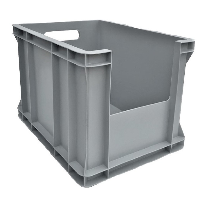 Cutie depozitare Q-BOX, cu fereastra de inspectie, 400x300x320mm, gri