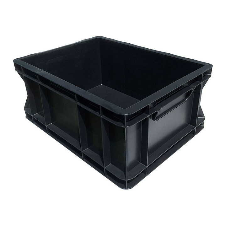 Cutie depozitare Q-BOX, 400x300x170mm, 15,5l, neagra, cu manere