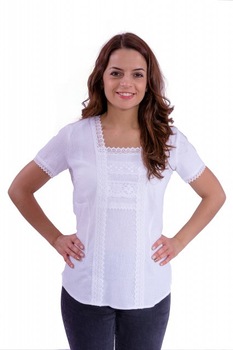 Bluza ie alba cu dantela BL153 NatuRustiQ Bluza ie alba cu dantela BL153 NatuRustiQ