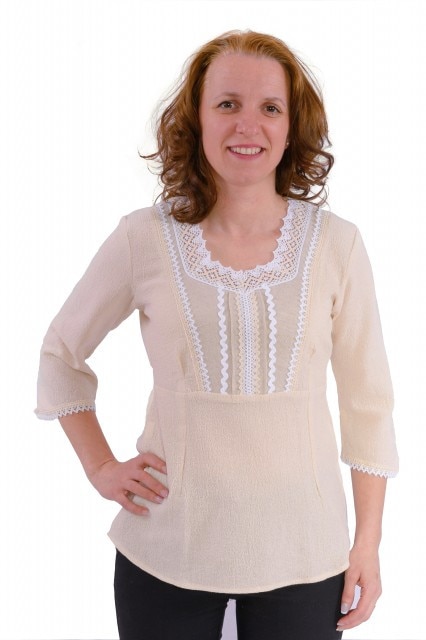 Bluza ie crem cu dantela BL142 NatuRustiQ, Bej