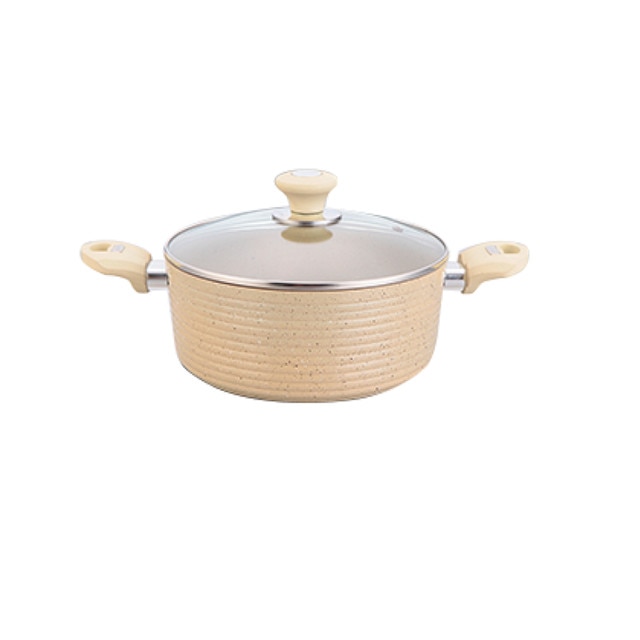 Oala marmorata ECO LINE 24cm 4.5 L cu capac sticla,cu strat ceramic marmorat MN018480