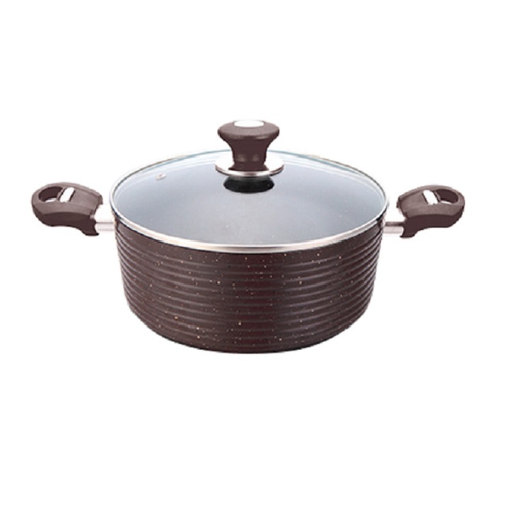 Oala ceramica marmorata ECO LINE 24cm 4.5 L cu capac sticla termorezistent MN018479