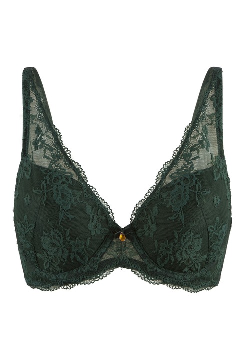 LingaDore, Sutien cu cupe triunghiulare si dantela, Verde