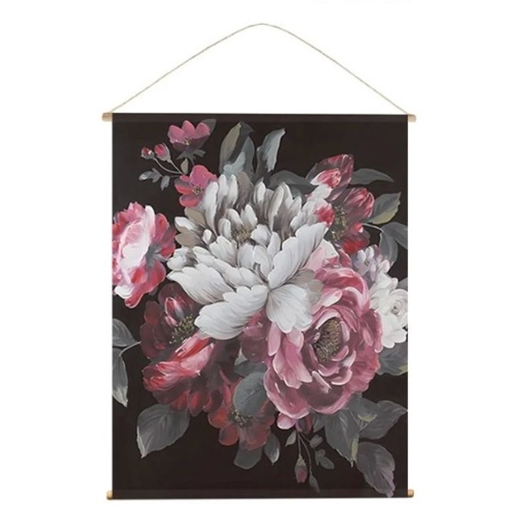 Tablou Textil Model Floral cu Suporturi din Lemn 45x60cm