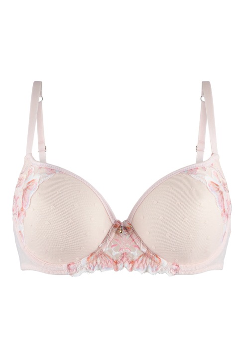 LingaDore, Sutien push-up cu insertii de dantela, Bej