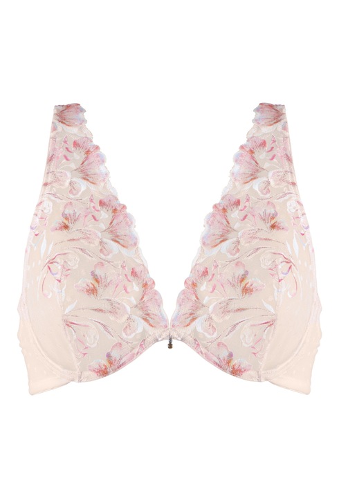 LingaDore, Sutien cu cupe triunghiulare si model floral, Bej, 85D