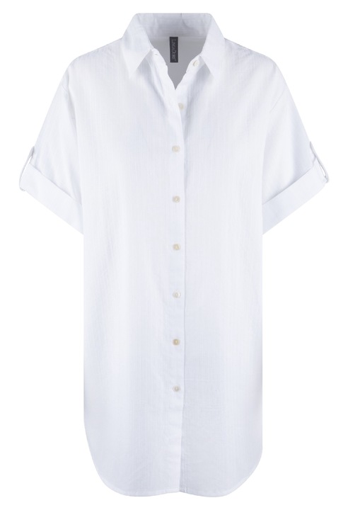 LingaDore, Camasa de noapte cu model in dungi si nasturi, Alb murdar